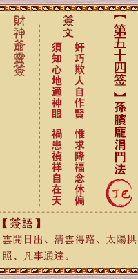 财神灵签第54签