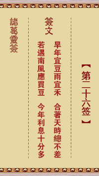 诸葛灵签第26签