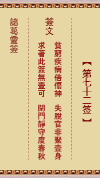 诸葛灵签第72签