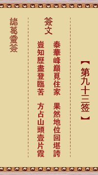 诸葛灵签第93签
